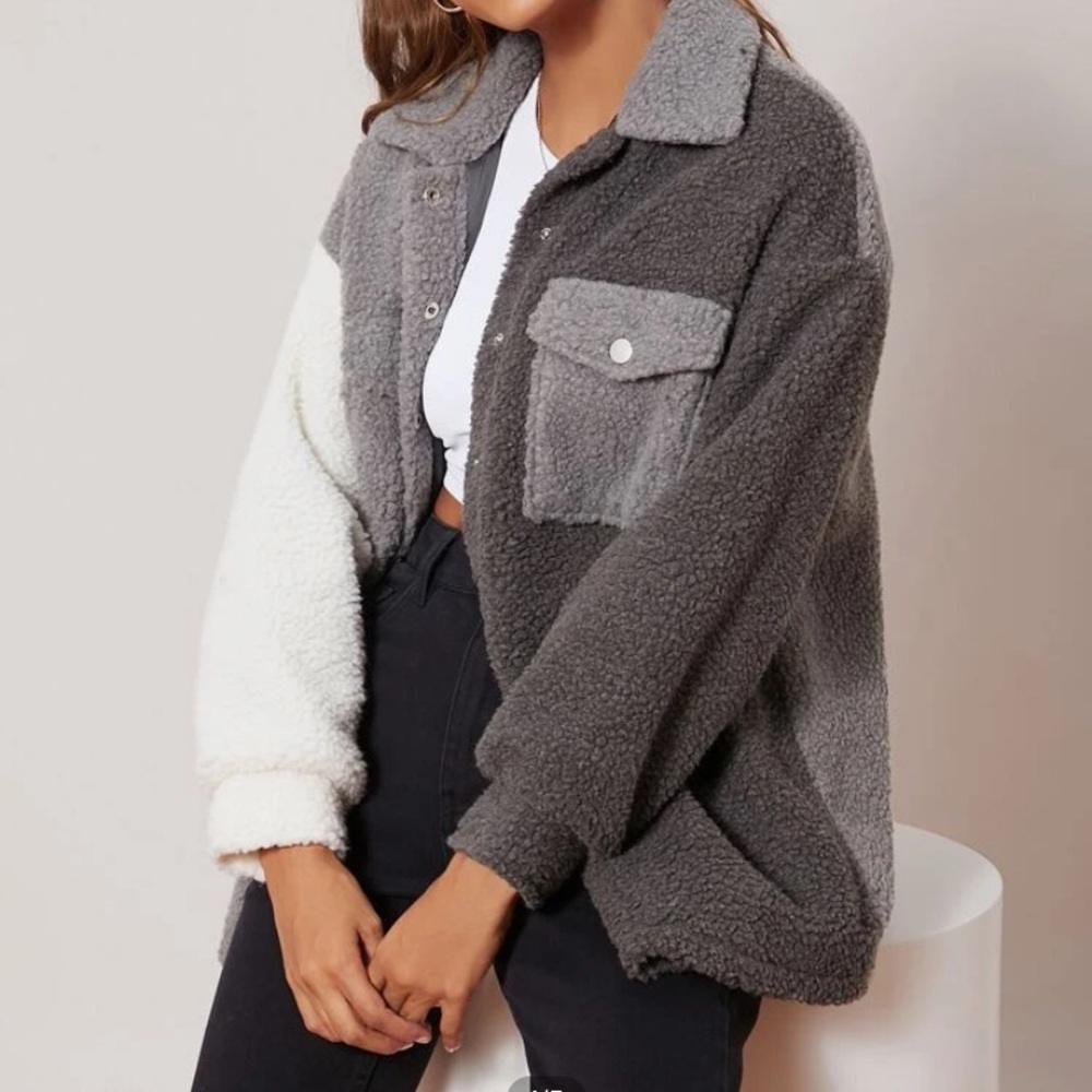 COLORBLOCK TEDDY COAT